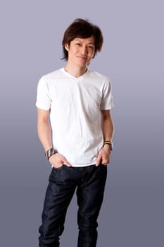 Casual Asian man in white shirt
