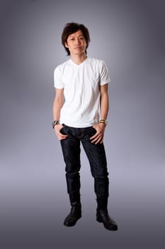 Casual Asian man in white shirt