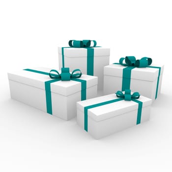 3d turquoise white gift box