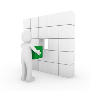 3D Human Cube Green White