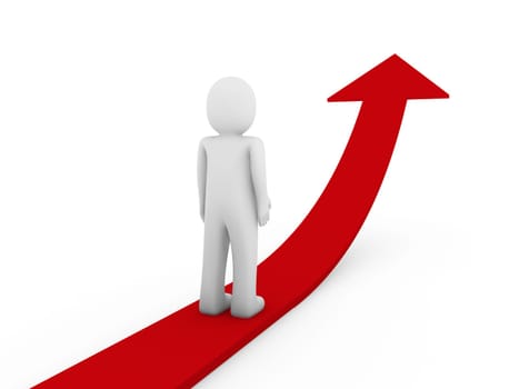 3D Human Red Arrow Growth