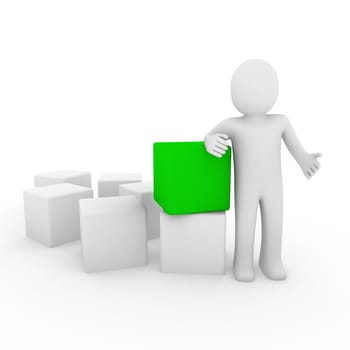 3D Human Cube Green