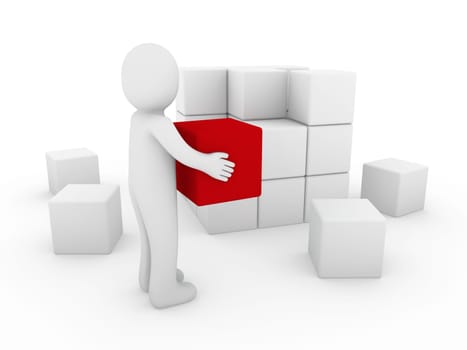3D Human Cube Red