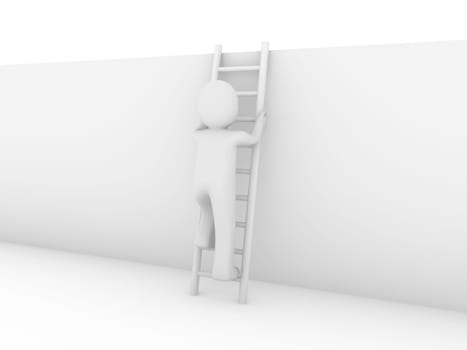 3D Human Ladder Wall Success