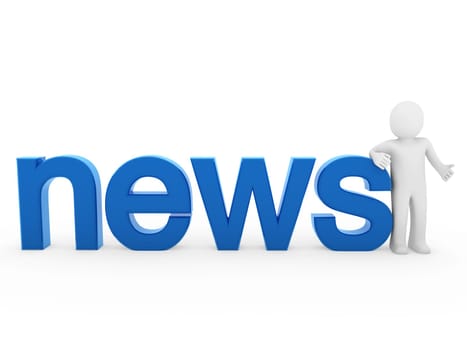 3D Human News Read Blue