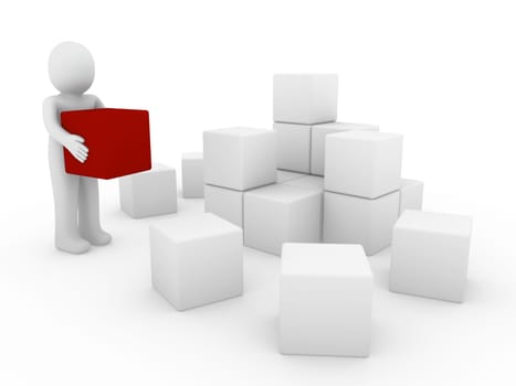 3D Human Cube Red