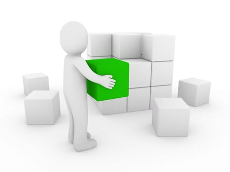 3D Human Cube Green