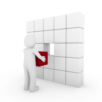 3D Human Cube Red White