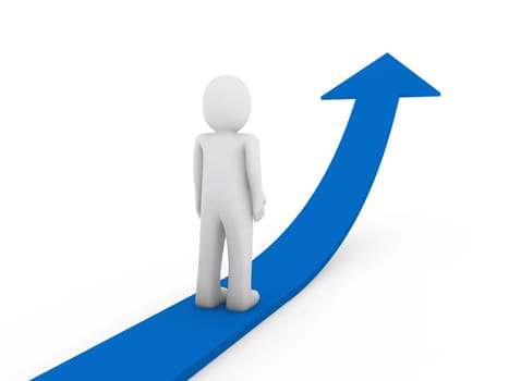 3D Human Blue Arrow Growth