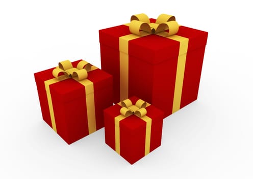 3d red gold white gift box