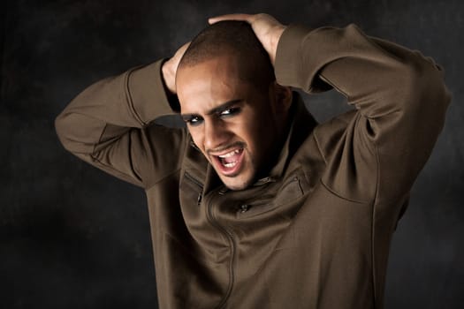 Frustrated Hispanic guy