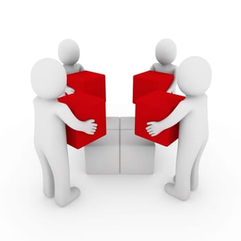 3D Peoplecube Box Team Red White