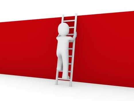 3D Human Ladder Wall Red