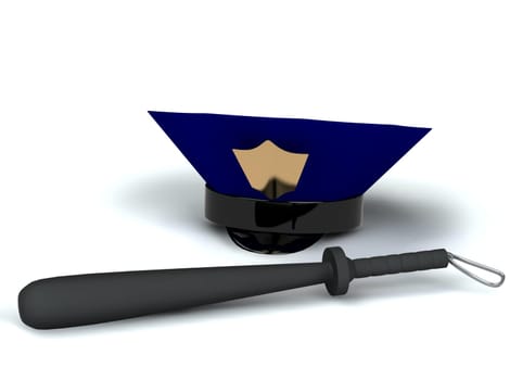 police hat and club