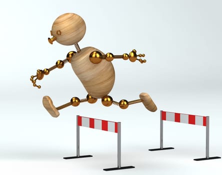 wood  man running over barrier