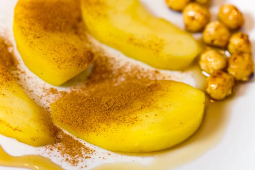 Pear compote,cinnamon,caramel hazelnut