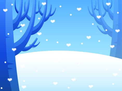 Snow,night,tree,heart