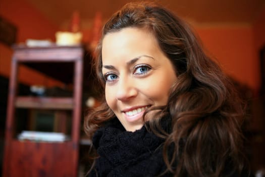 young woman with blue eyes