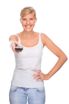 Woman with remote control