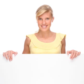 Woman with advertising sign