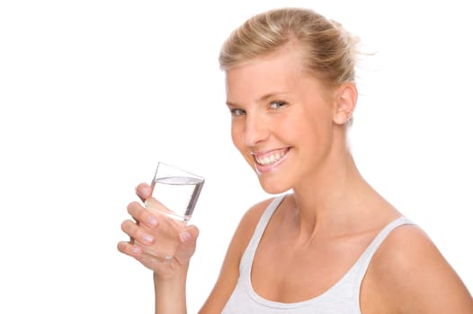 Woman with glass of water