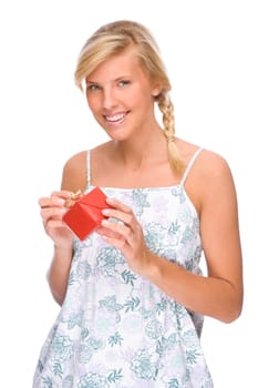Woman with small package