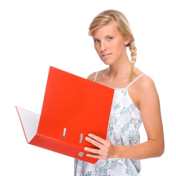 Woman with file folder