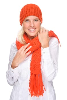 Woman with scarf and hat