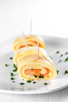 Pancakes with salmon