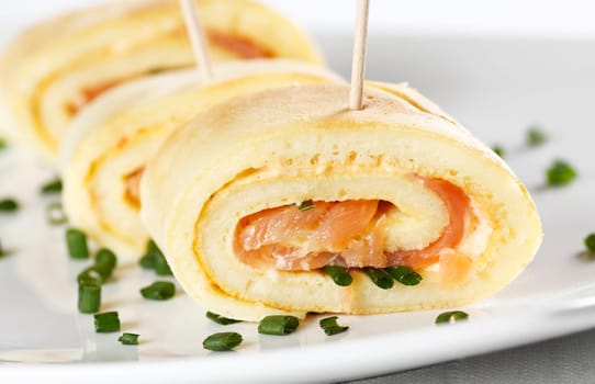 Pancakes with salmon