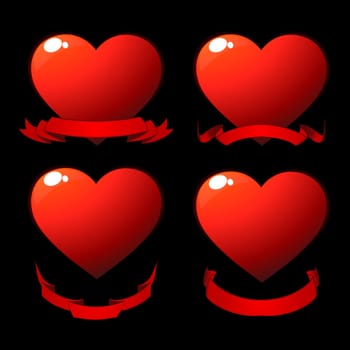 Red shiny hearts