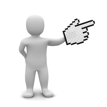 Man and hand mouse cursor