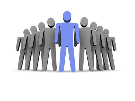Leader and his team