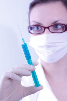 Woman with syringe