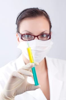 Woman with syringe