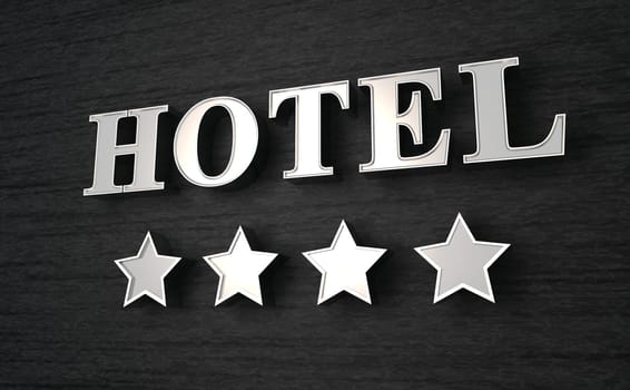 4 Star Hotel Shield - Silver on Black