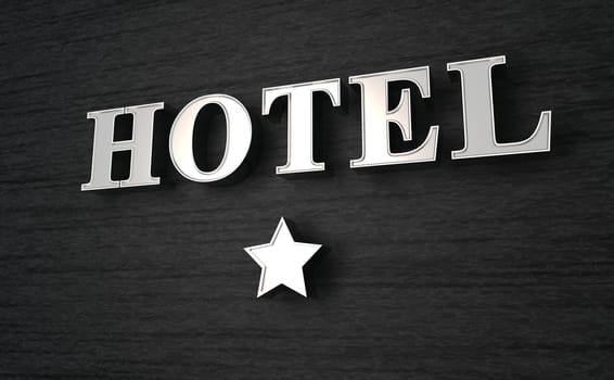 1 Star Hotel Sign - Silver on Black