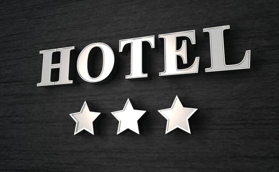 3 Star Hotel Shield - Silver on Black
