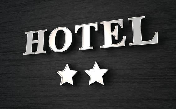 2 Star Hotel Shield - Silver on Black