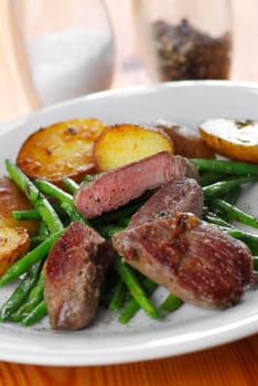 Lamb steak with beans