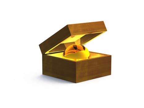 Brown 3D treasure chest with gold ball 5