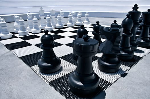 Outdoor playing Chess