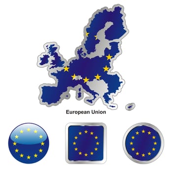 EU map and internet buttons