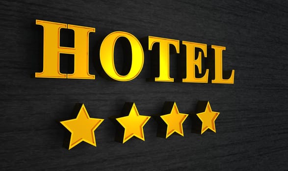 4 Star Hotel Sign - Gold on Black