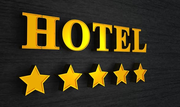 5 Star Hotel Sign - Gold on Black