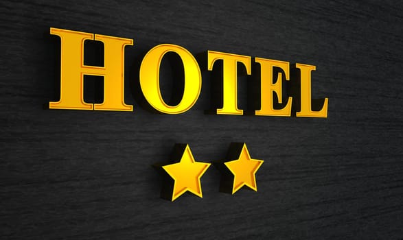 2 Star Hotel Sign - Gold on Black