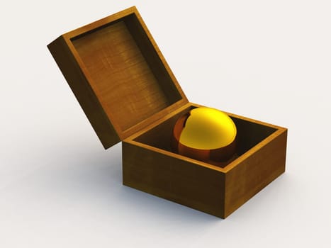 Brown 3D treasure chest with gold ball 2