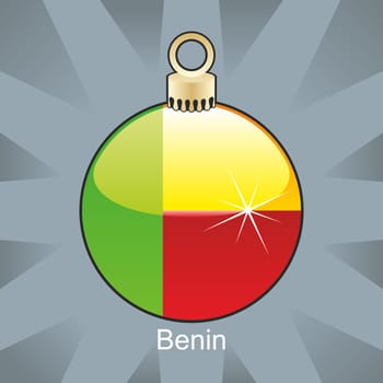 Benin flag in christmas bulb shape