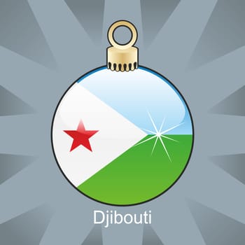 Djibouti flag in christmas bulb shape