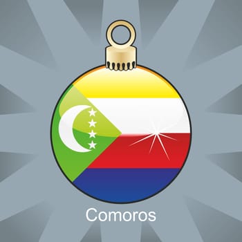 Comoros flag in christmas bulb shape